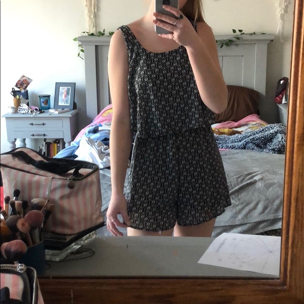 black and white romper